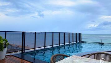 Outdoor pool, pool loungers