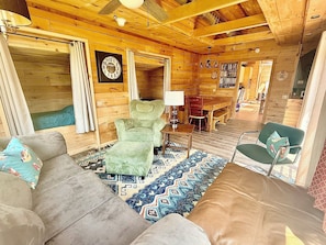 TV, DVD player, video library - NEW!! Sandy Lakefront Cabin – Sleeps 10 with Kayaks & ATV Access (Fence)
