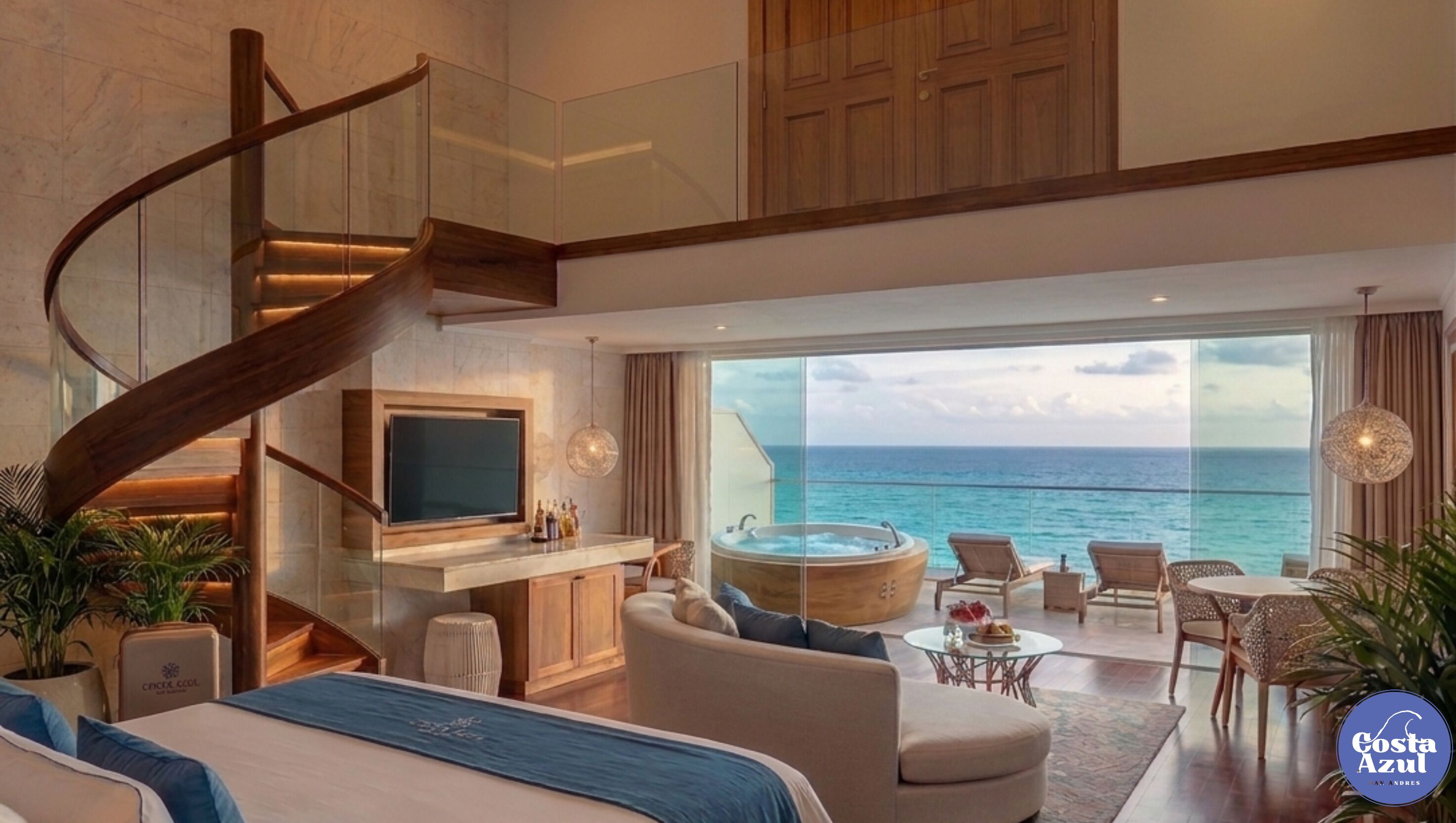 Habitación doble Deluxe, balcón, vista al mar | Caja de seguridad en la habitación y wifi gratis 