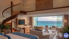 Habitación doble Deluxe, balcón, vista al mar | Caja de seguridad en la habitación y wifi gratis 