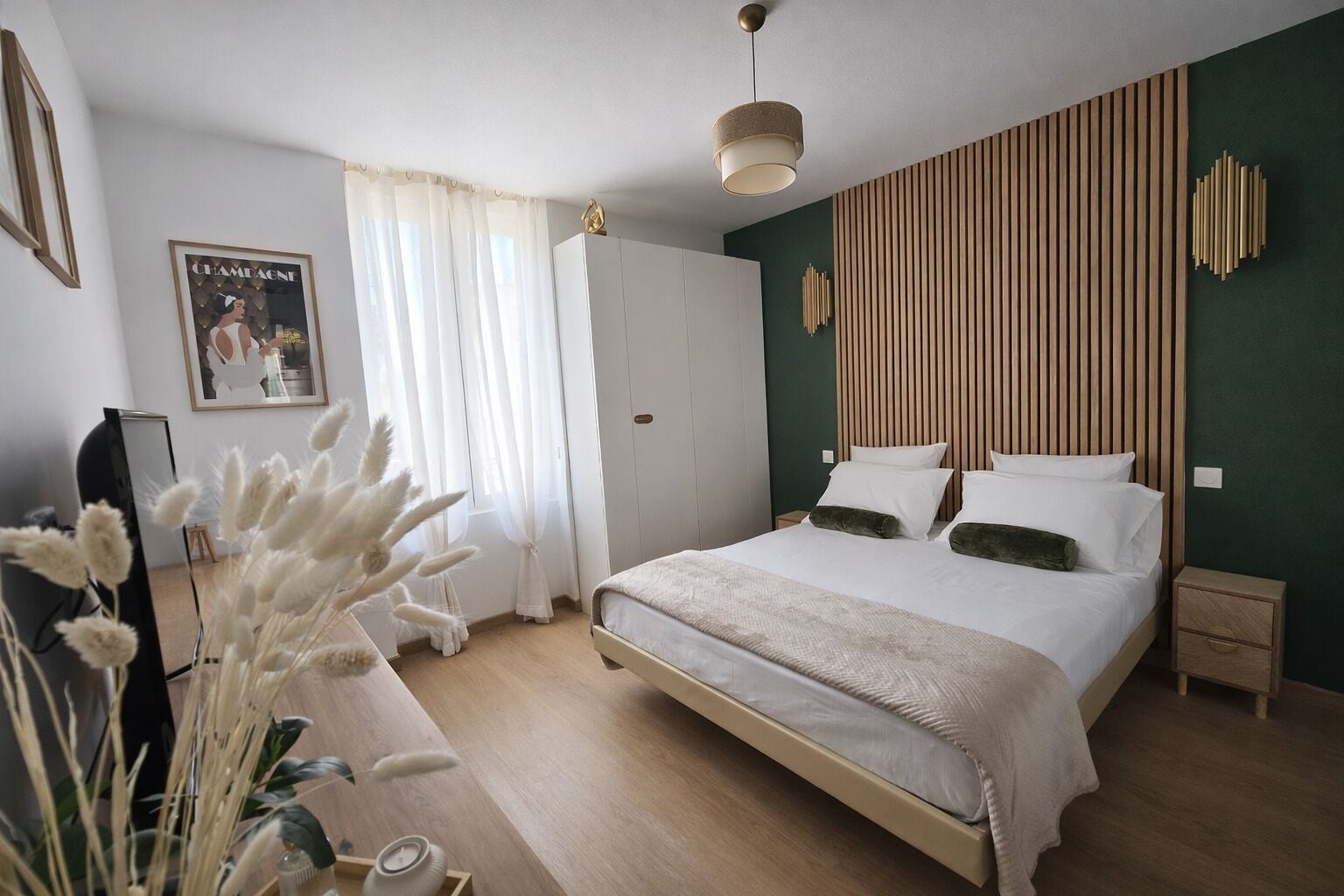 1 bedroom, desk, iron/ironing board, travel cot