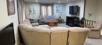 Stay at the Tired Turtle 3-bedroom house with AC Turtle Lake