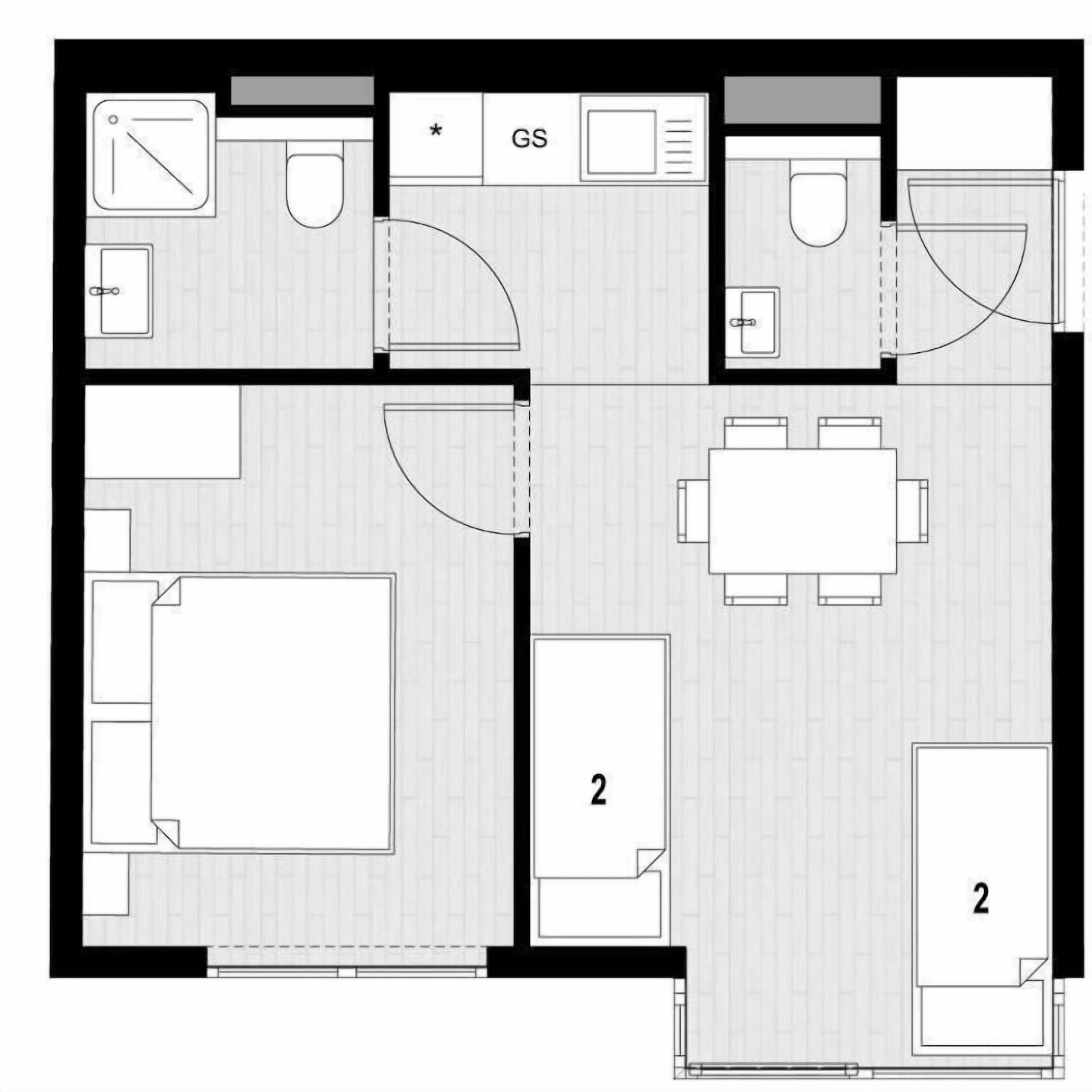 Apartment, 2 Schlafzimmer | Grundriss