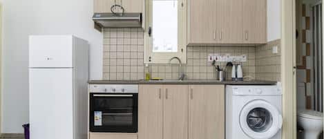 Fridge, oven, stovetop, cookware/dishes/utensils
