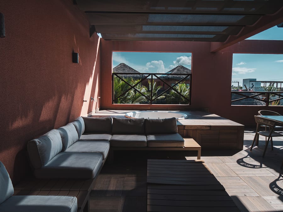 Departamento Deluxe, vista a la alberca | Terraza o patio