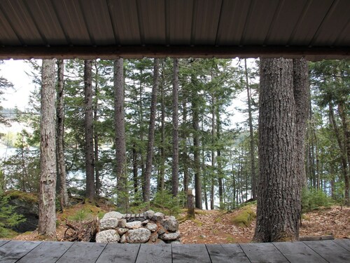 Log cabin style lean-to, perfect for nature lovers!