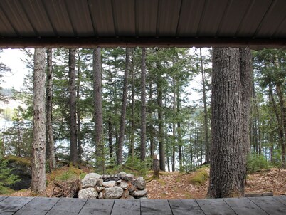 Log cabin style lean-to, perfect for nature lovers!
