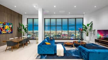 Luxury Penthouse, City View | Living area
