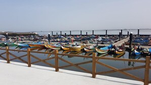 A marina with numerous boats docked at wooden piers. - See U Inn (Murtosa)