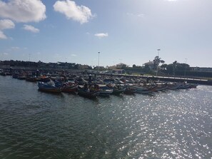 Un port de plaisance où de nombreux bateaux sont amarrés.