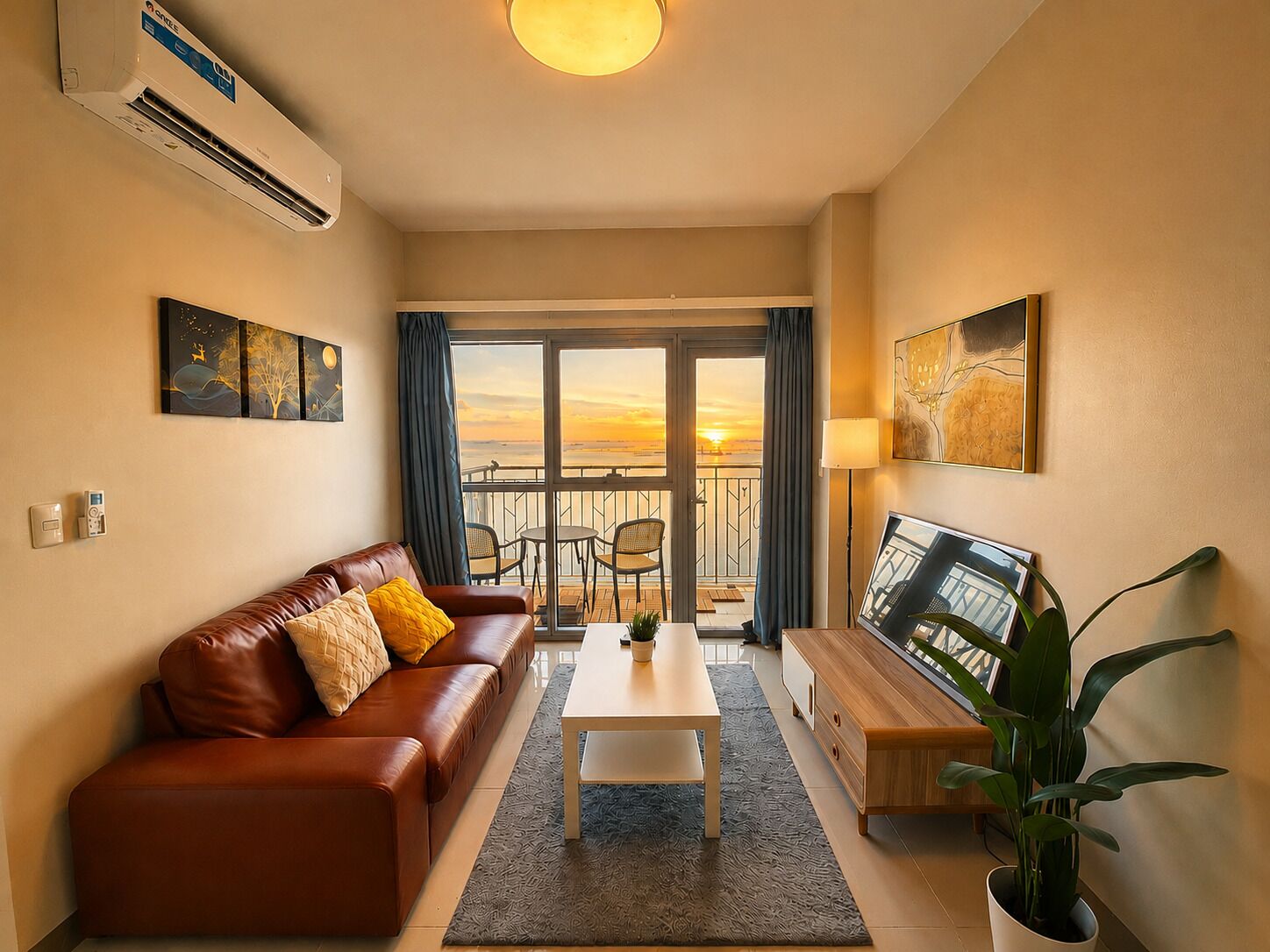 Deluxe appartement, balkon, uitzicht op stad | Woonruimte