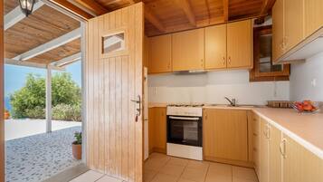 Fridge, oven, stovetop, coffee/tea maker