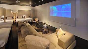 En 65-tommers Flatskjerm-TV med digitale kanaler samt Netflix og Hulu