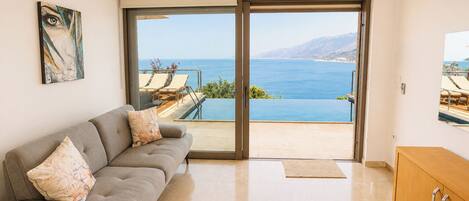 Villa, vistas al mar | Zona de estar