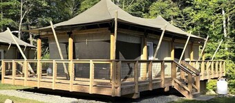 Safari Tent Glamping with Firepit & Forest Deck in Voluntown, Connecticut