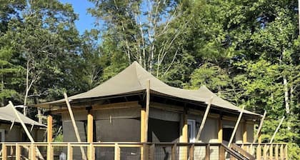 Safari Tent Glamping with Firepit & Forest Deck in Voluntown, Connecticut