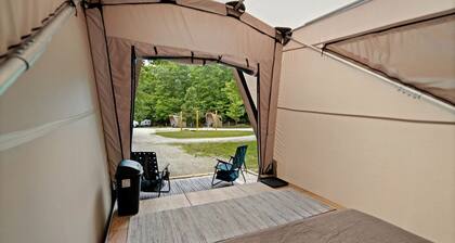 Modern Safari Tent Rental with AC and Trails in Grayson, Kentucky