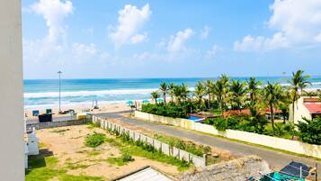 On the beach, white sand