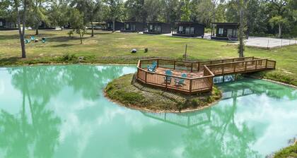 Peaceful Luxury Tiny Home Resort with Pool & Goats near Houston, Hempstead Texas – Entire Property Rental