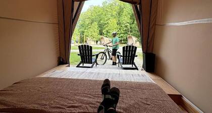 Safari Tent Glamping in Kentucky with AC and Access to Biking Trails