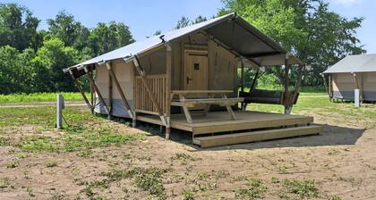 Safari Tent Glamping with Riverside Relaxation Space in Blacksburg, Virginia