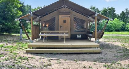 Safari Tent Glamping with Riverside Relaxation Space in Blacksburg, Virginia