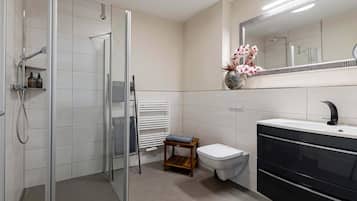Dusche, Haartrockner, Handtücher
