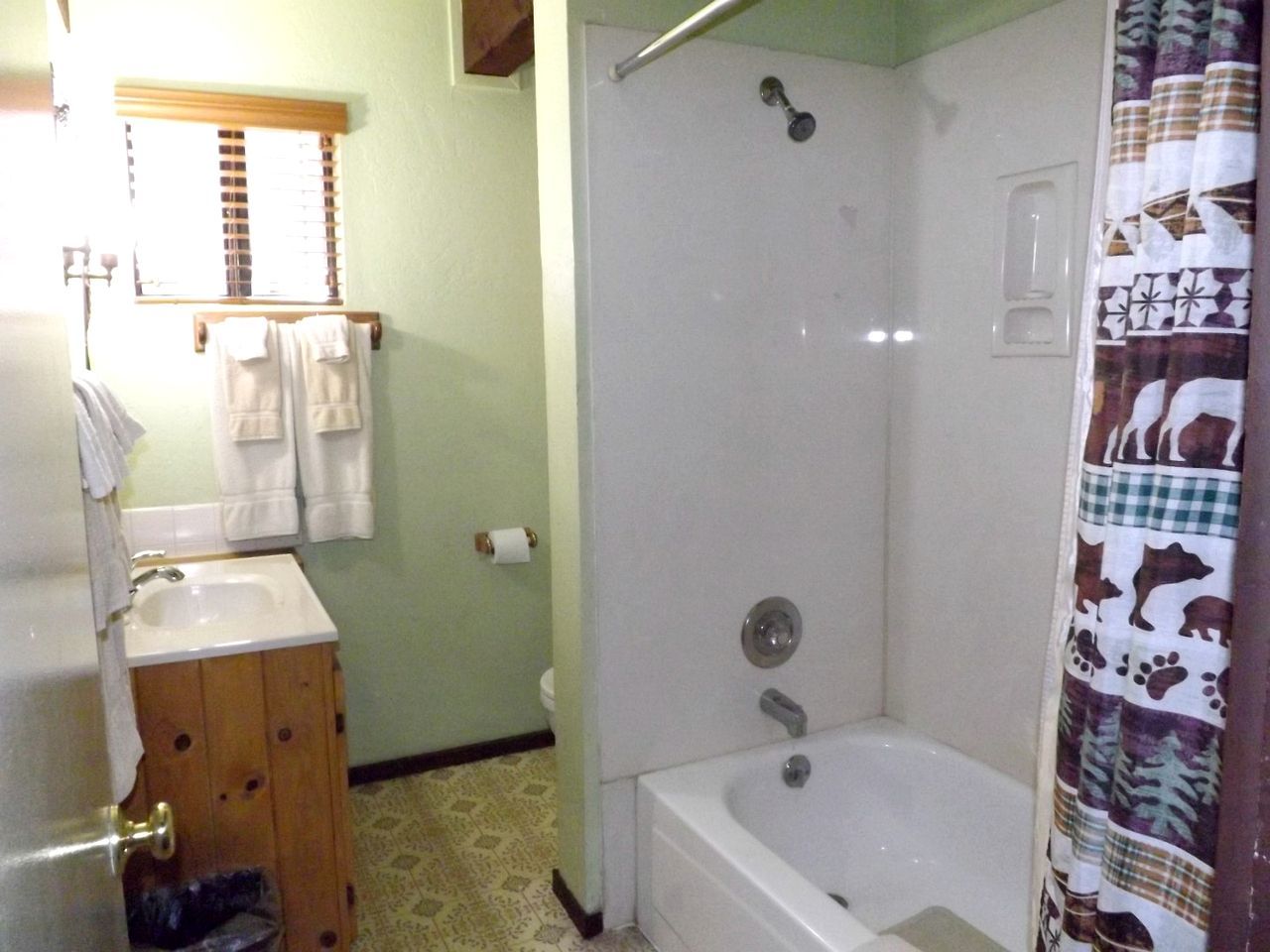 Une salle de bain avec un lavabo, des toilettes et une douche.
