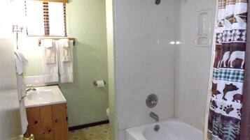 Une salle de bain avec un lavabo, des toilettes et une douche.