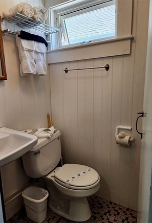 Towels, soap, shampoo, toilet paper