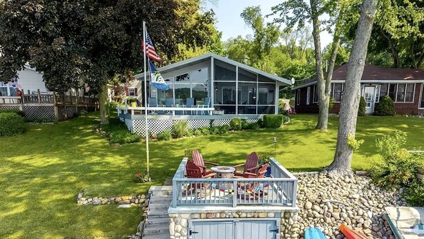 Unclassified image, 1 of 58, button - Cozy Lakefront Cabin with Pontoon and Paddleboards Near Fremont, Indiana (Fremont)