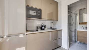 Apartment | Private kitchen | Fridge, microwave, stovetop, dishwasher