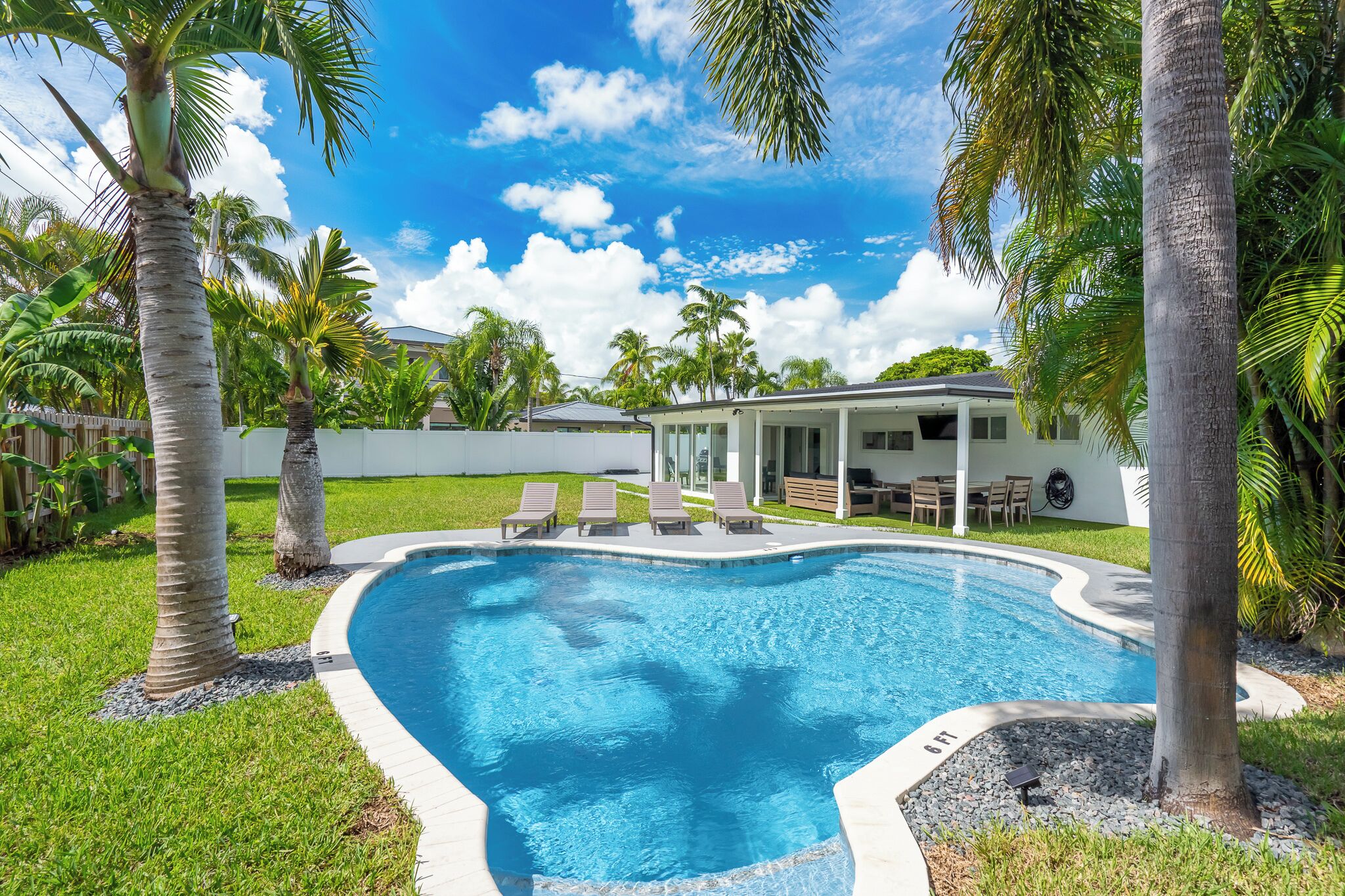 Outdoor pool, sun loungers