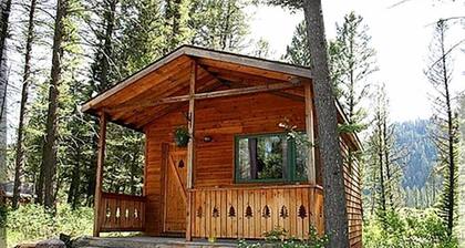 Simple Cabin Camping for Two with Covered Porch near Missoula, Montana