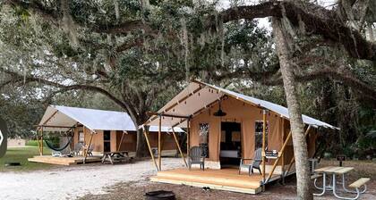 Safari Tent Retreat with Fire Pit and Hammocks in Basinger, Florida