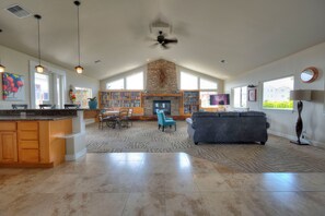 TV, fireplace, books - Ocean & Jetty Views | Pool & Hot tub | #920 (Westport)