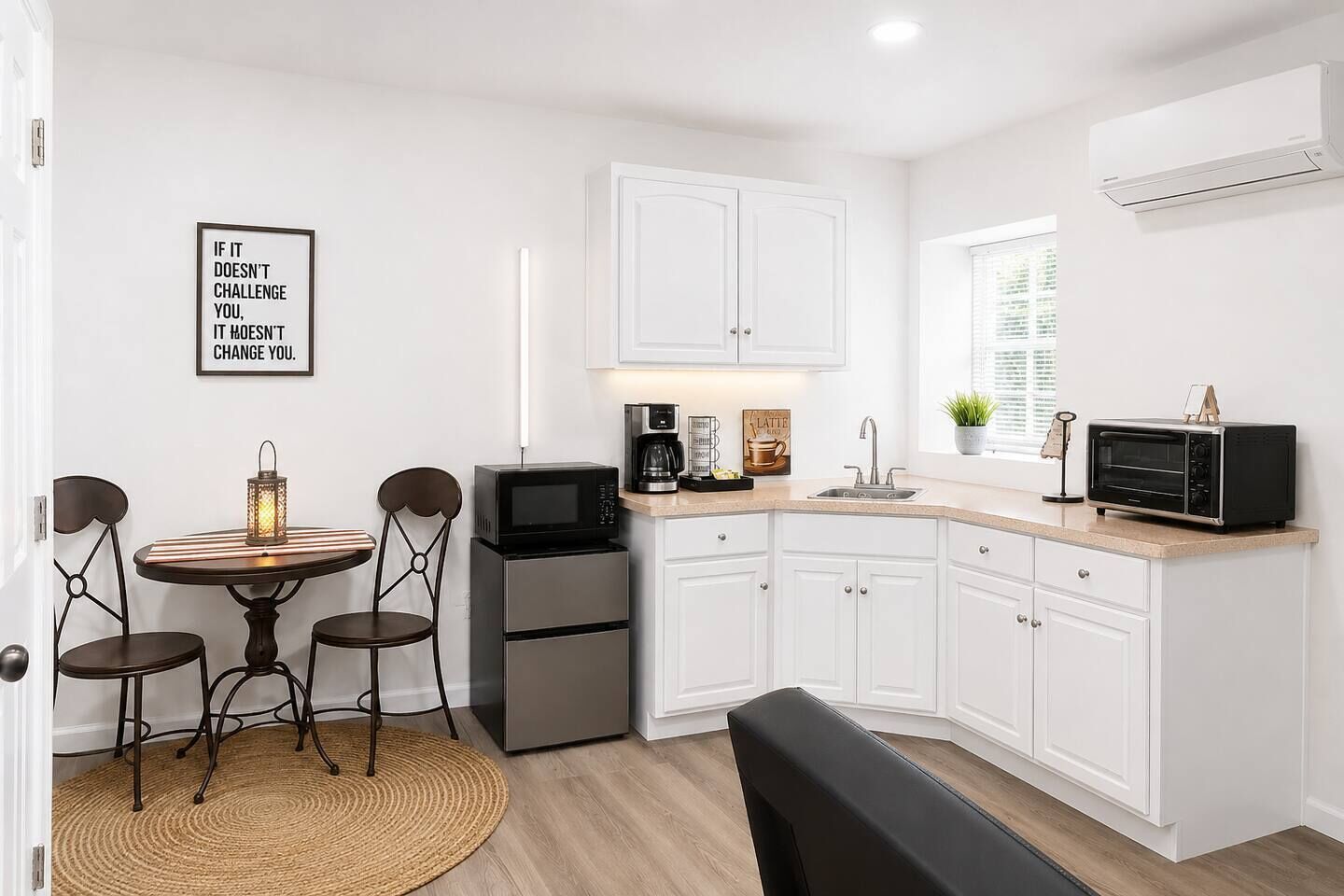 Microwave, oven, coffee/tea maker, toaster
