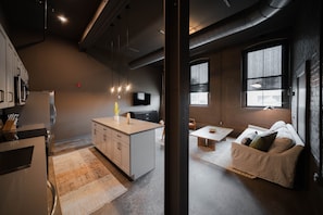 Living area - Laura Pfeifer | Unit 103 | Modern Lancaster Apt (Lancaster)