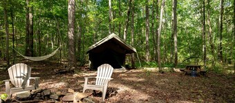 Enchanting Glamping Tent with Hammock & Fire Pit Escape in Rising Fawn, Georgia