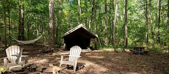 Enchanting Glamping Tent with Hammock & Fire Pit Escape in Rising Fawn, Georgia