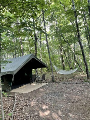 Unclassified image, 3 of 16, button - Enchanting Glamping Tent with Hammock & Fire Pit Escape in Rising Fawn, Georgia (Rising Fawn)