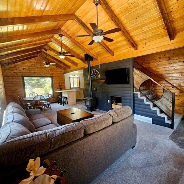 TV, fireplace, table tennis, video library