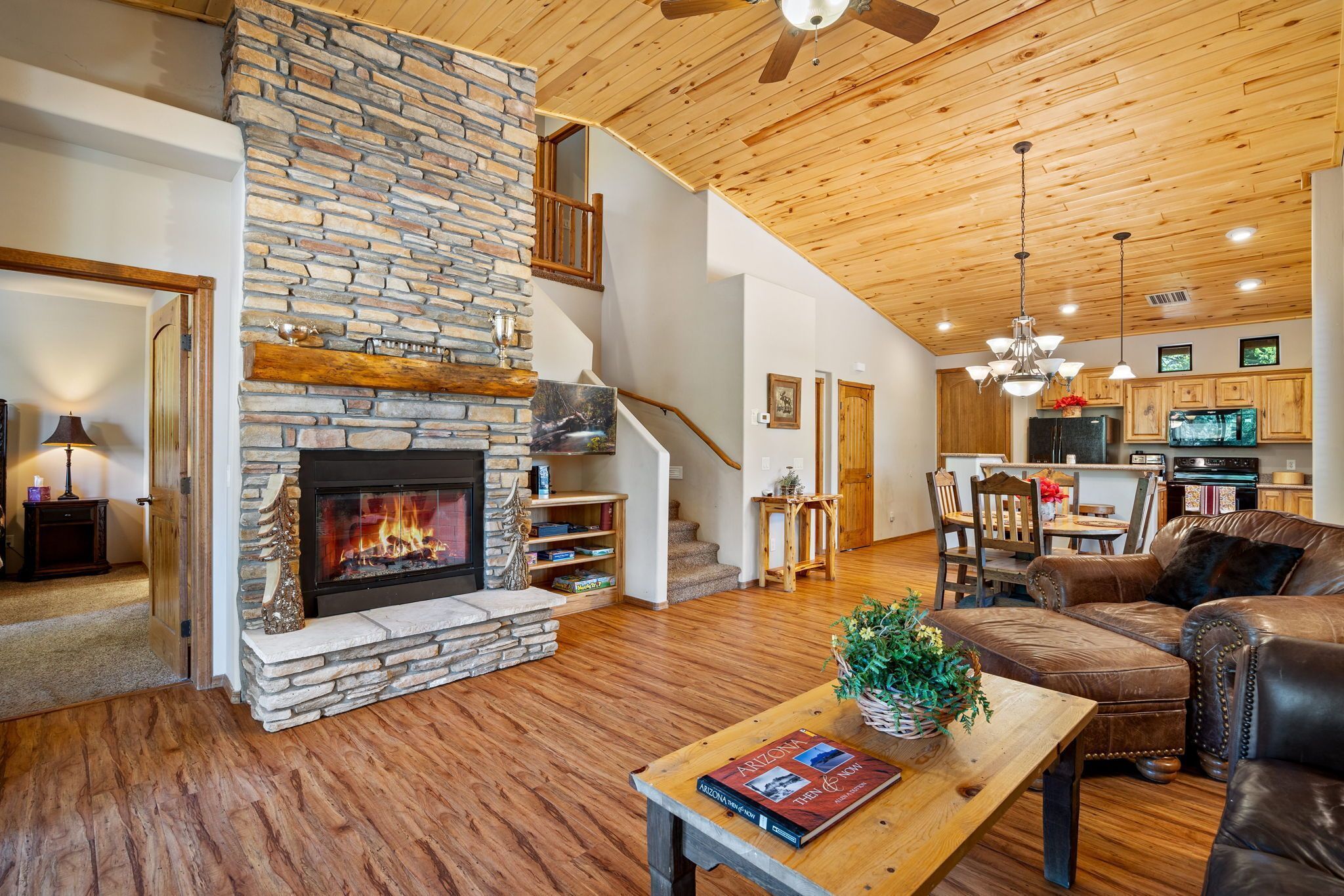 TV, fireplace