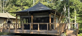 Safari Tent Glamping with Firepit & Screened Porch in Voluntown, Connecticut