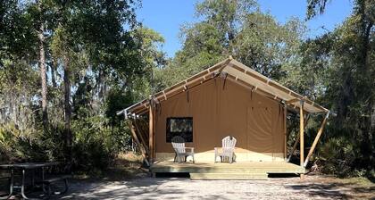 Luxurious Deluxe Safari Tent with King Bed and Outdoor Fire Pit in Bradenton, Florida