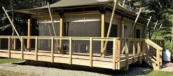 Glamping Safari Tent with Firepit & Private Deck in Voluntown, Connecticut