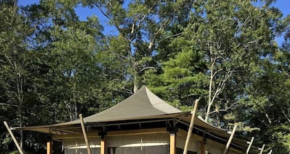 Glamping Safari Tent with Firepit & Private Deck in Voluntown, Connecticut