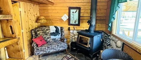 Televisión y chimenea