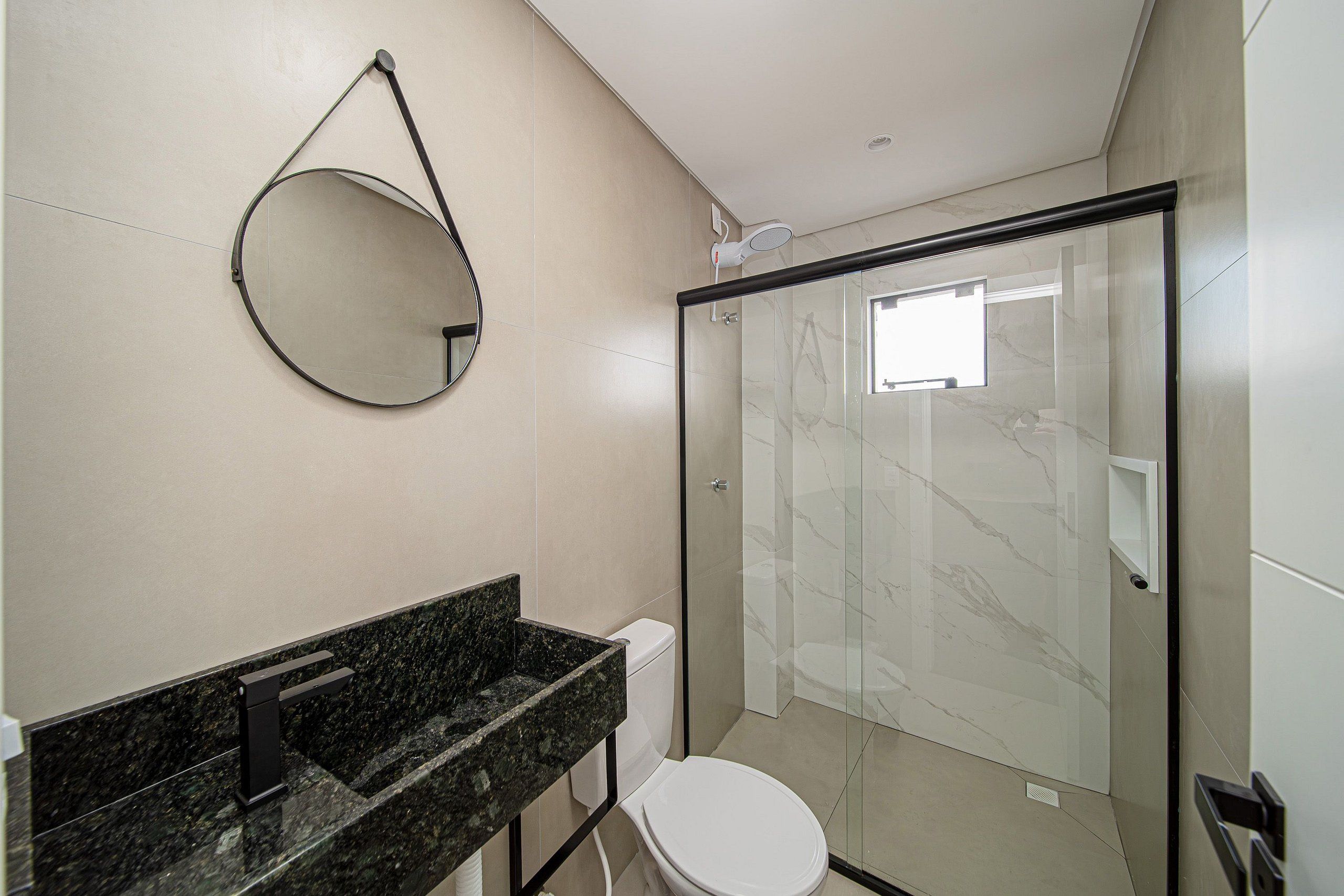 Shower, towels, toilet paper
