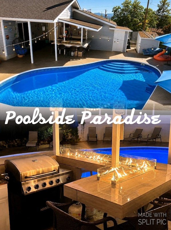 Outdoor pool - The Beacon Retreat Pool, Hot Tub, Outdoor Kitchen, Sleeps 9 (Grants Pass)